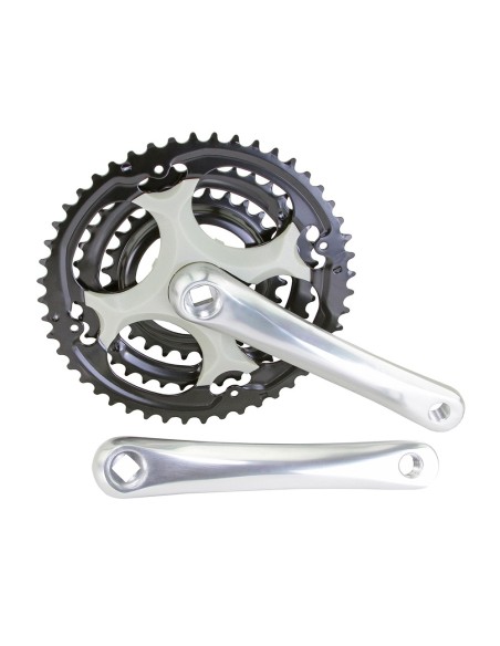 Alloy Crankset 48/38/28T Black/Silver.